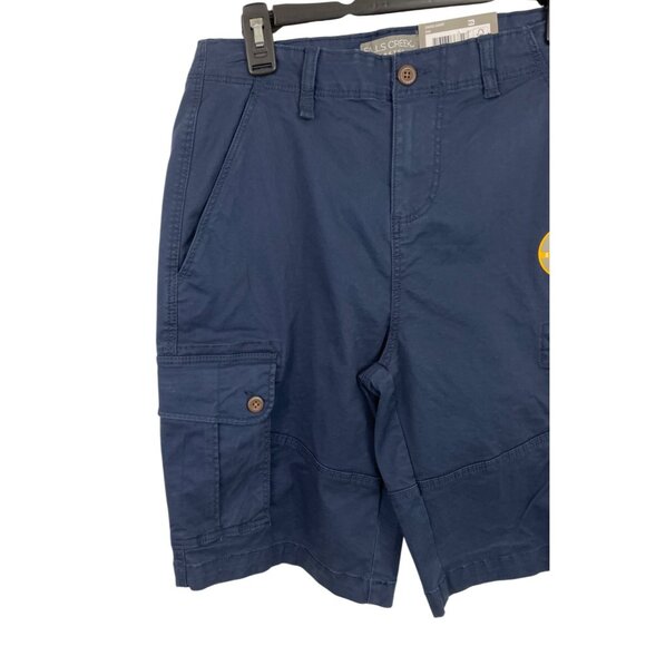 Falls Creek Mens Size 30 Navy Blue Canvas Cargo Shorts Stretch - Picture 2 of 8